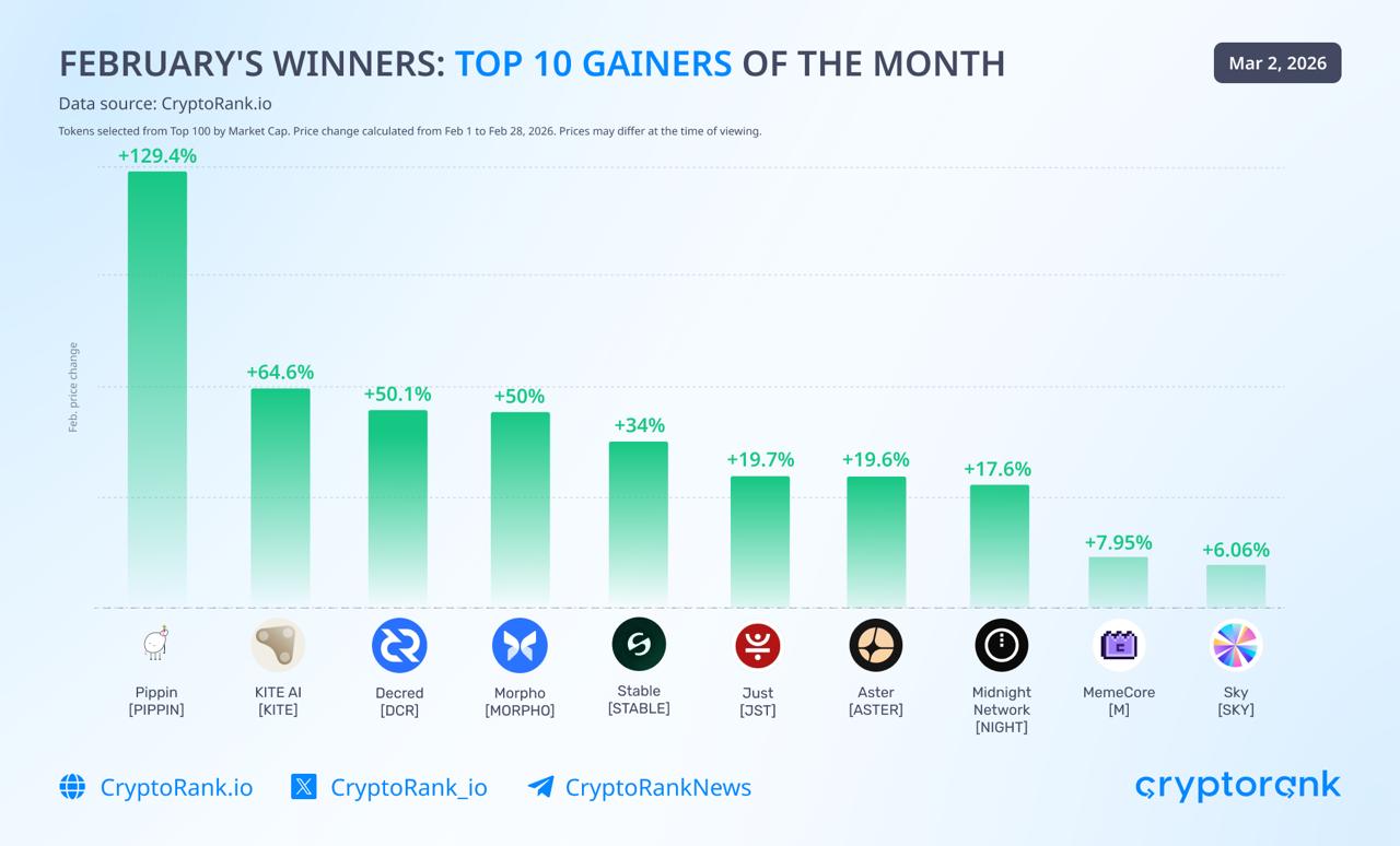 February's Winners: Top 10 Gainers of the Month