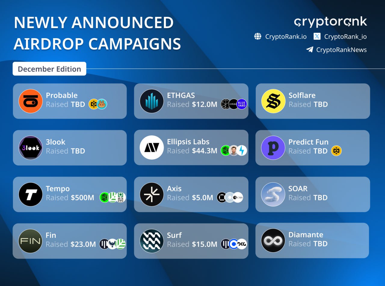 New Portion of Airdrop Campaigns: December Edition